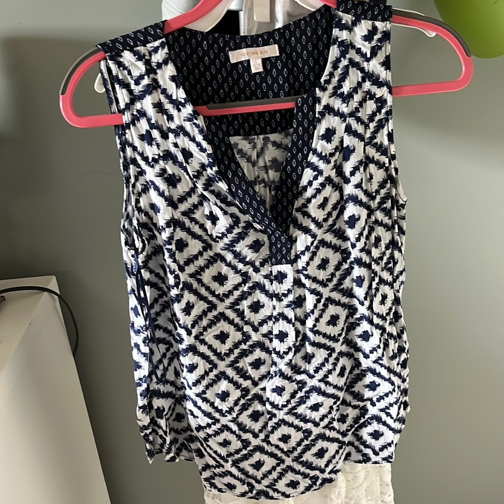 Skies are Blue Navy patterned blouse